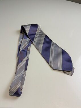 Giorgio Armani Purple and Gray Striped Silk Tie